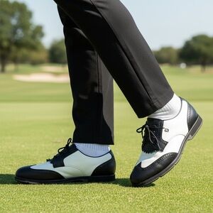 FootJoy Two-Tone Men’s Athletic Golf Shoes — Black & White size 10